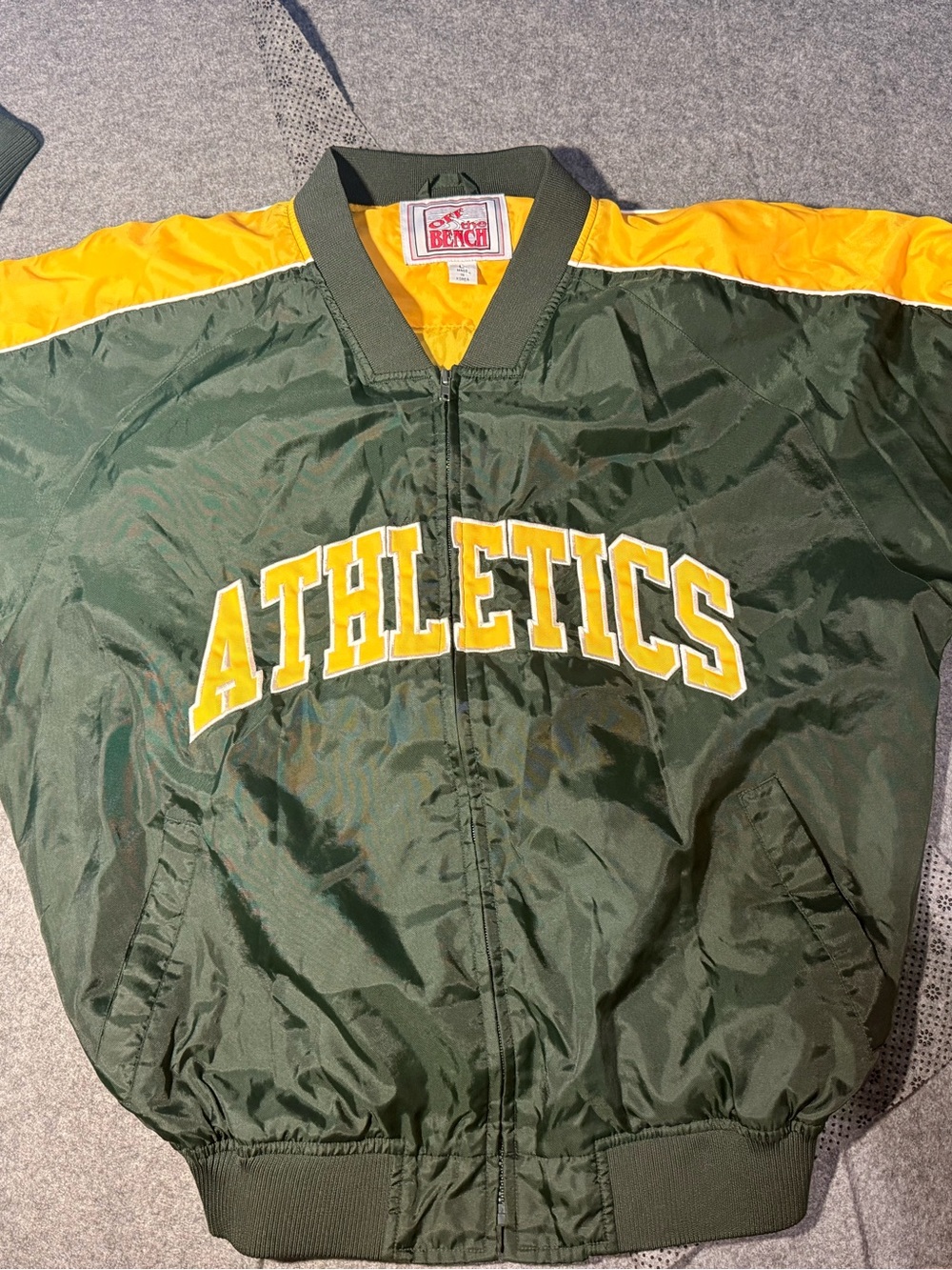 Vintage of the Bench Green and Yellow 'Athletics' Windbreaker Jacket